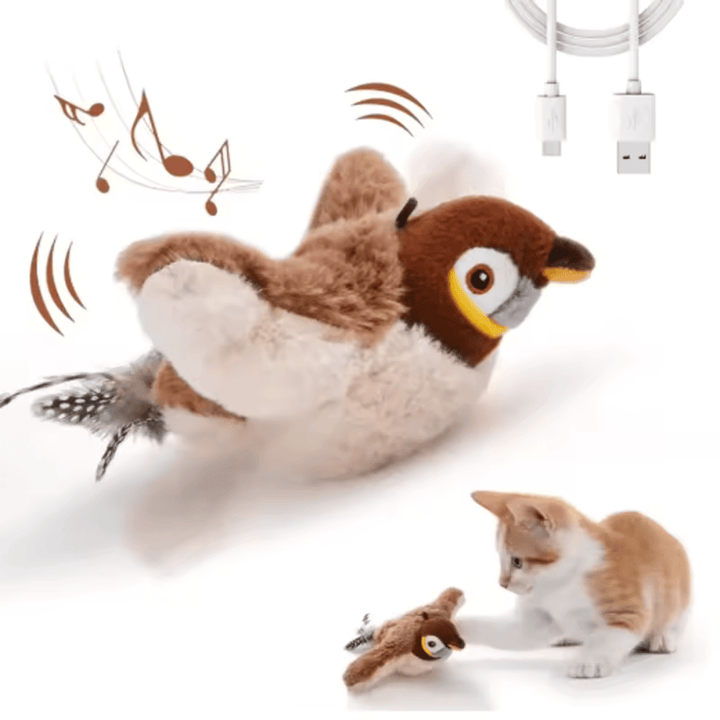 Jouet oiseau battant pour chat, interactif et rechargeable, conçu pour des heures de stimulation et de jeu captivant.