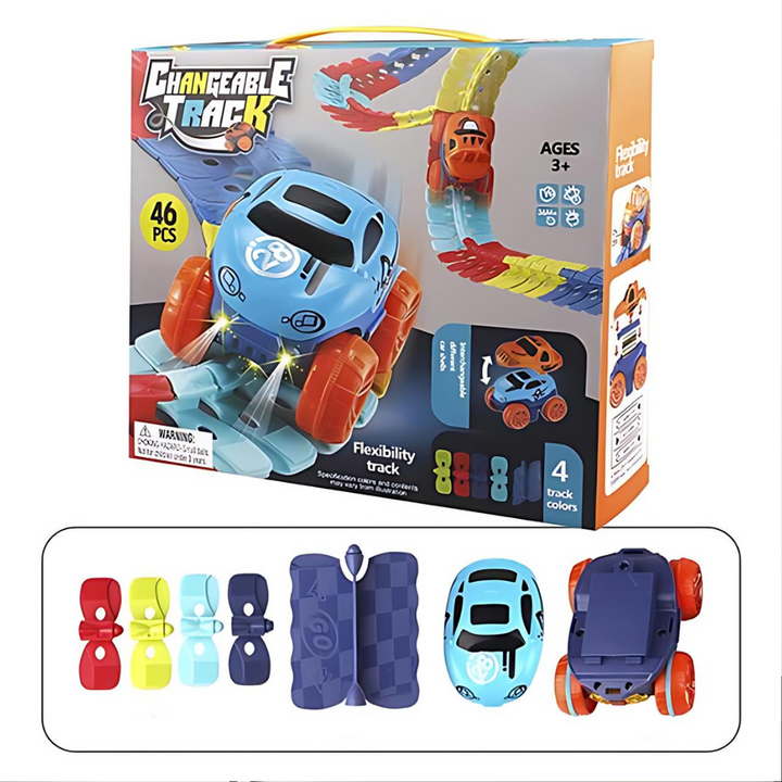 Jeu éducatif : circuit magnétique flexible, parfait pour développer la coordination et l'esprit créatif des enfants.