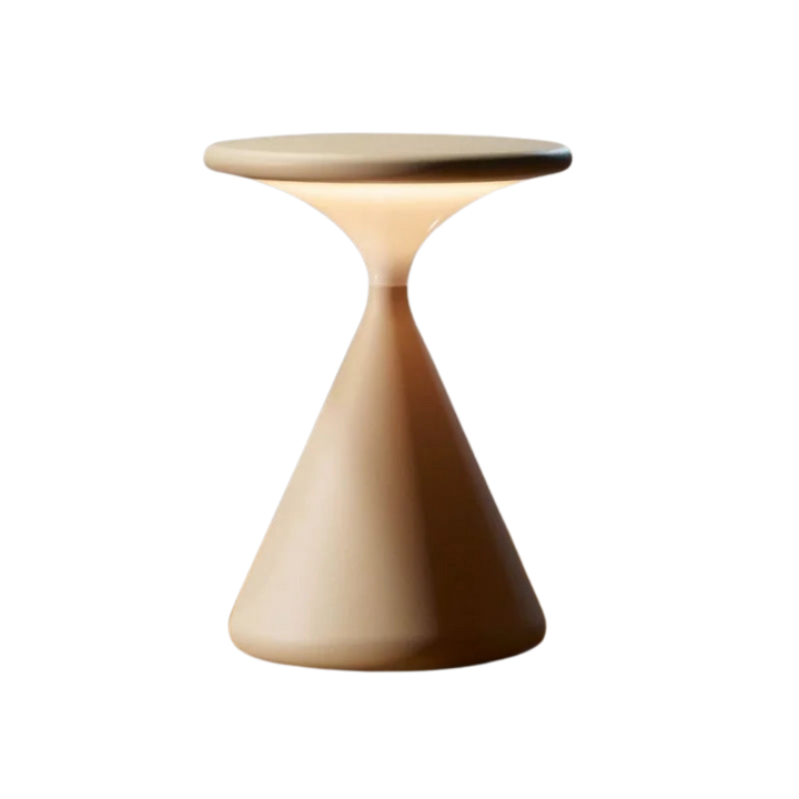 Élégante lampe de table LED sans fil, design sablier. Crée une ambiance lumineuse personnalisée, intérieur/extérieur.