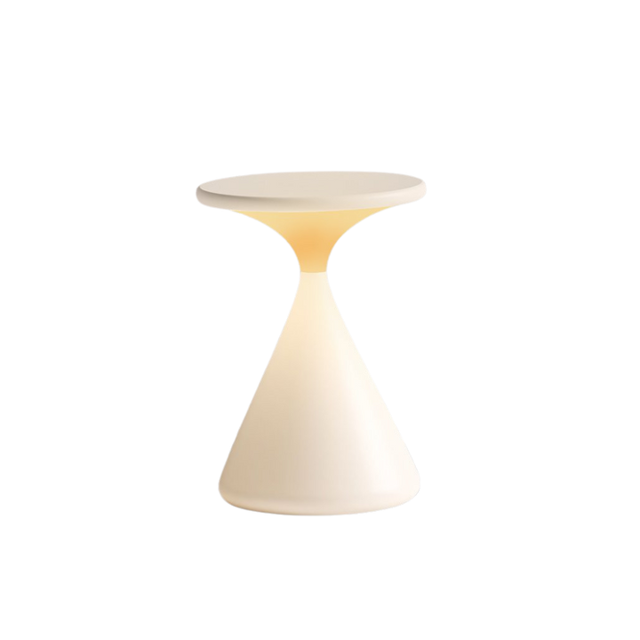 Lampe de table design sablier, sans fil, LED, dimmable. Un éclairage moderne et portable pour votre décoration.