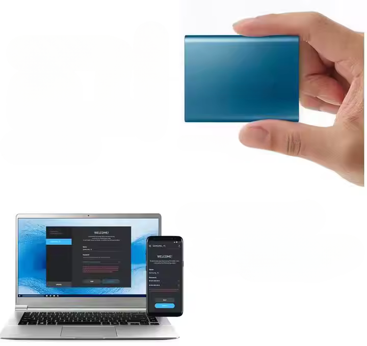 SSD externe portable 128 To pour sauvegarde et transfert de fichiers rapides.
