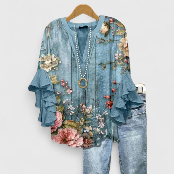 Blouse fleurie femme, style chic et décontracté, ultra confortable pour porter tous les jours.