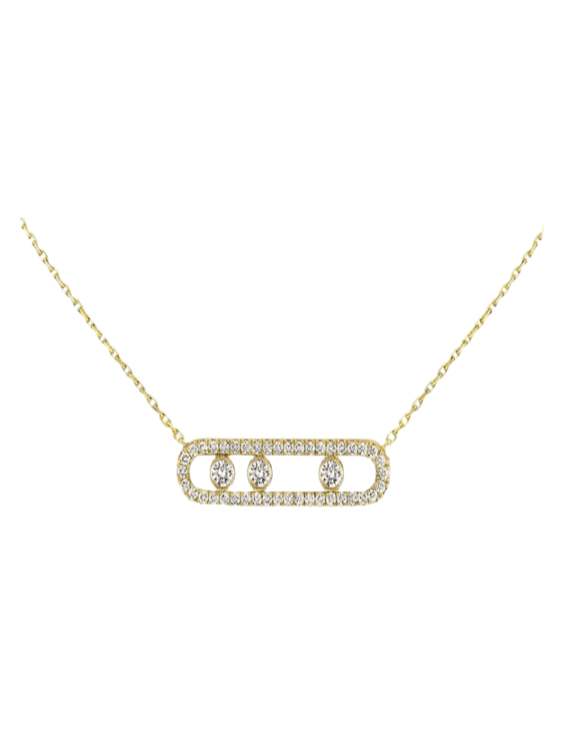 Collier femme élégant filigrane argenté, pierres mobiles scintillantes pour un look raffiné.