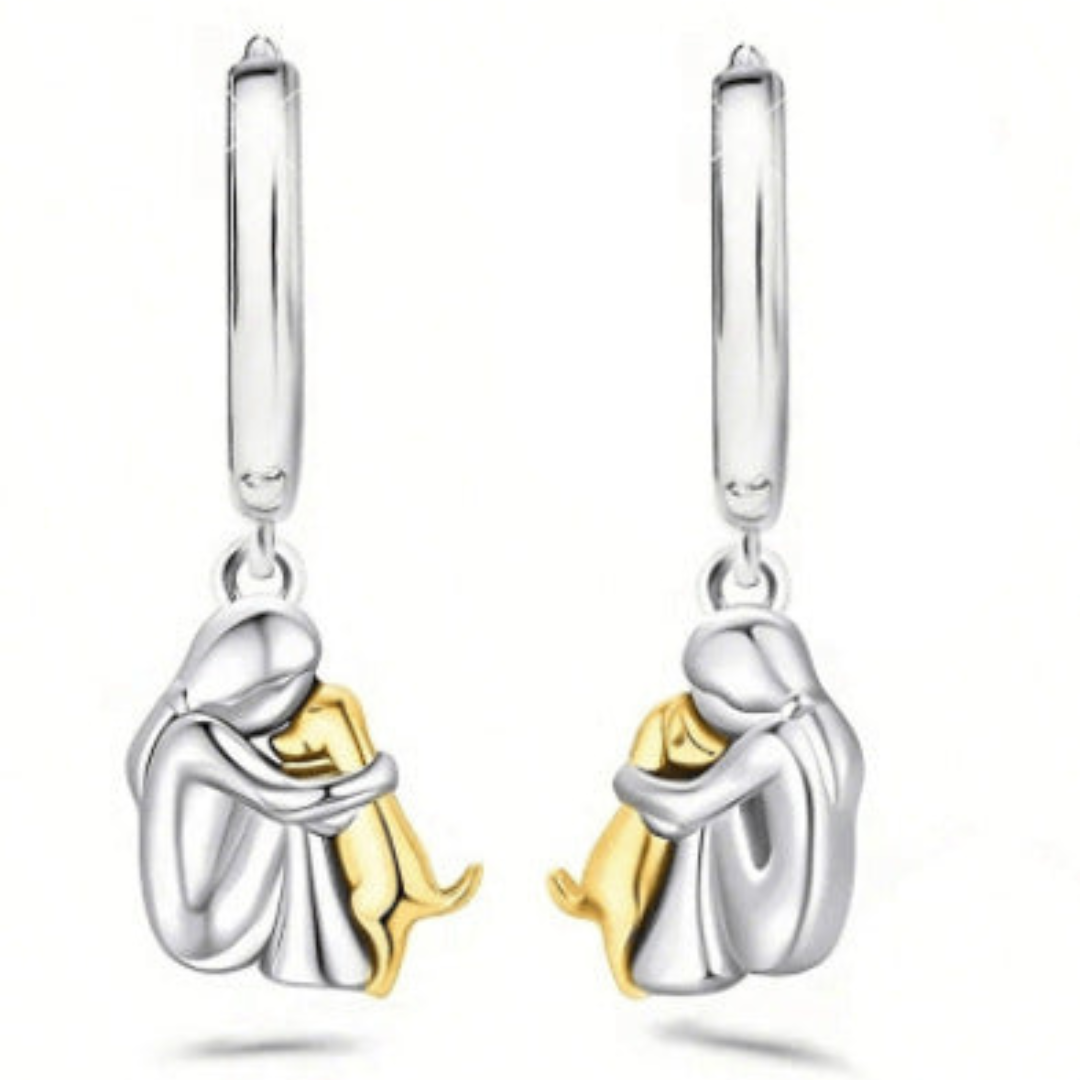 Ensemble cadeau bijoux chien : collier, bague, boucles d'oreilles. Parure élégante et unisexe pour passionnés.