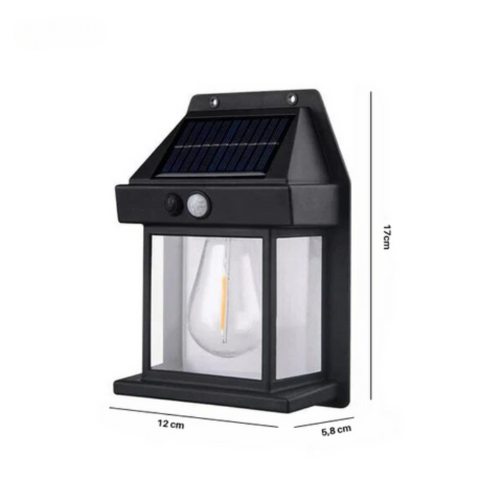 Applique murale LED solaire autonome pour jardin, technologie économe en énergie, lumière extérieure.