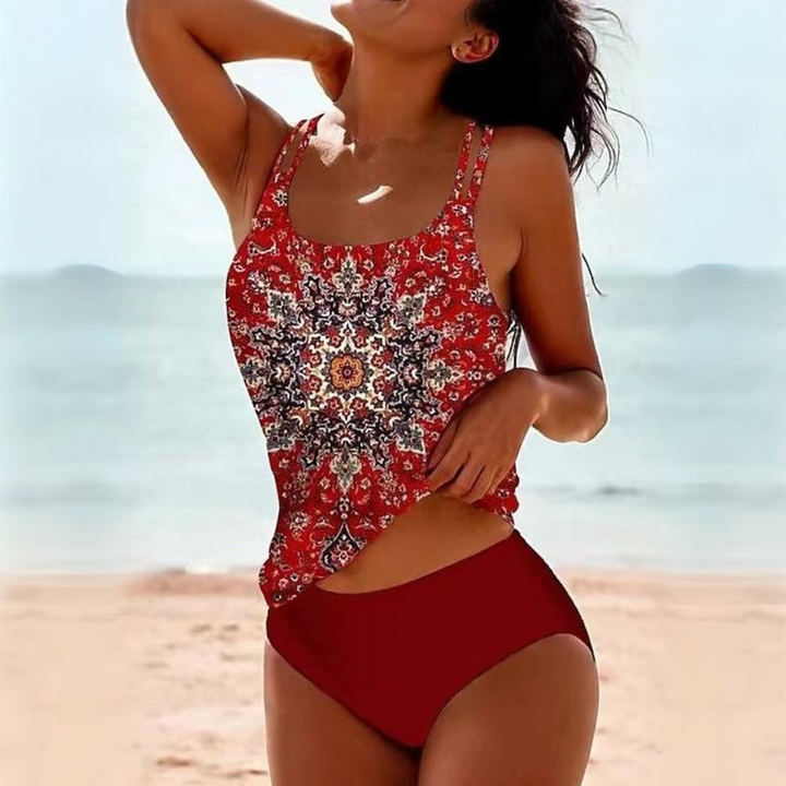 Vêtement de bain tankini Livia Vrolijke pour femme, offrant chic et aisance pour l'été.