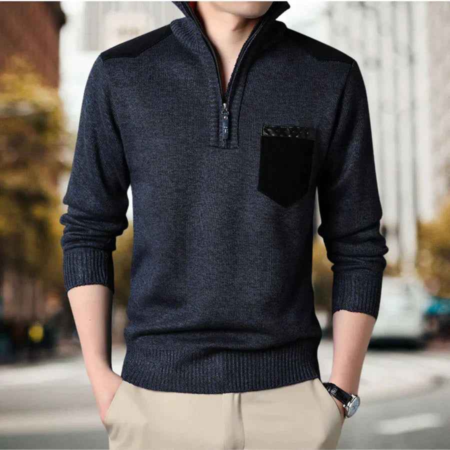 Pull homme élégant et chaud. Un vêtement hiver confortable pour la mode masculine décontractée.