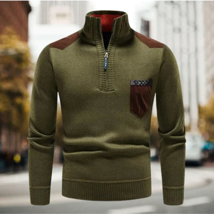 Haut homme chaud et confortable. Ce pull décontracté est un essentiel de la mode masculine hivernale.
