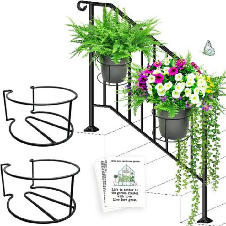 Accessoire jardin essentiel : support de plantes suspendu railing pour balcon. Aménagement extérieur facile sans outil.