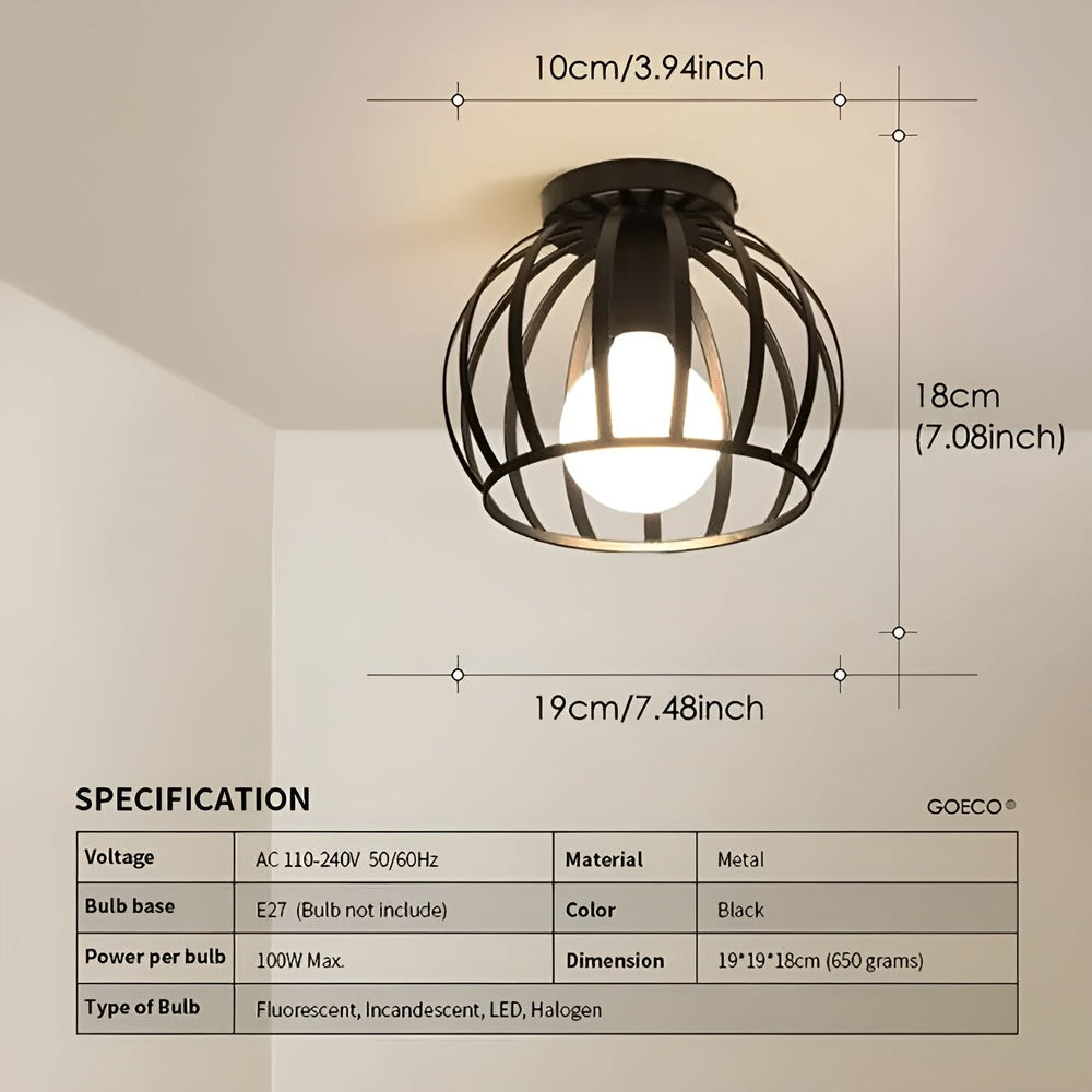 Plafonnier design minimaliste géométrique en fer noir, parfait pour un éclairage LED moderne et une ambiance chic.