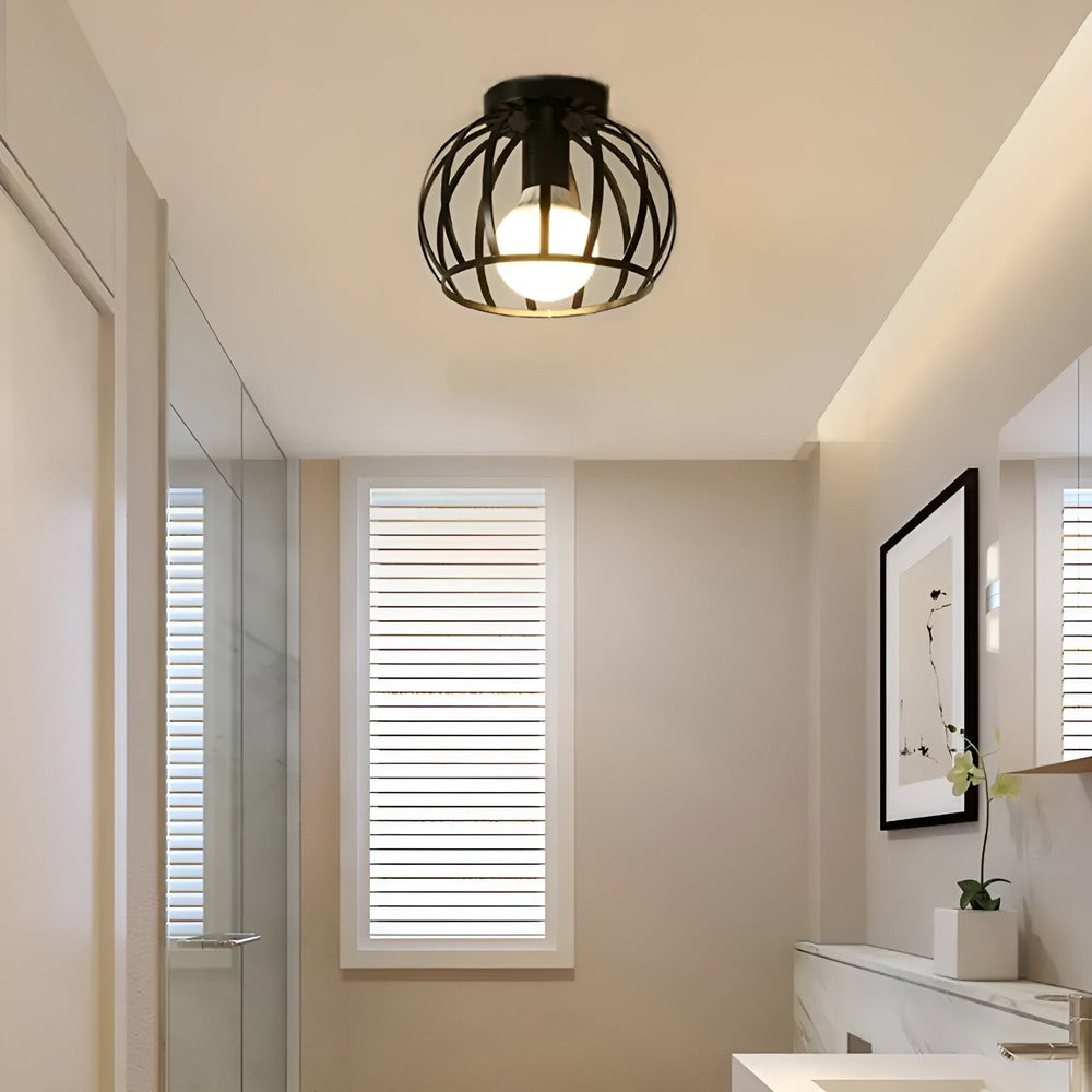 Décoration intérieure: plafonnier géométrique moderne en fer noir, luminaire design qui transforme votre espace.