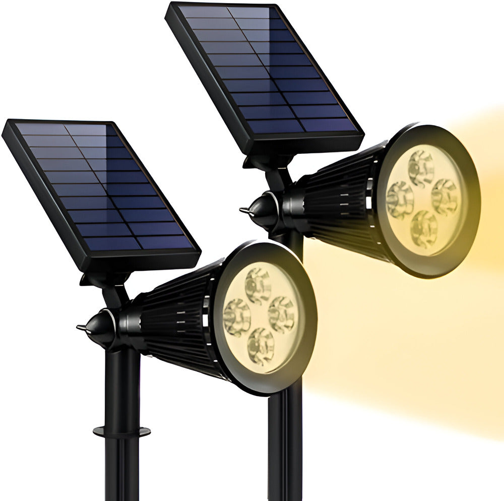Éclairage LED solaire extérieur résistant, polyvalent et automatique pour jardin, terrasse et allée.