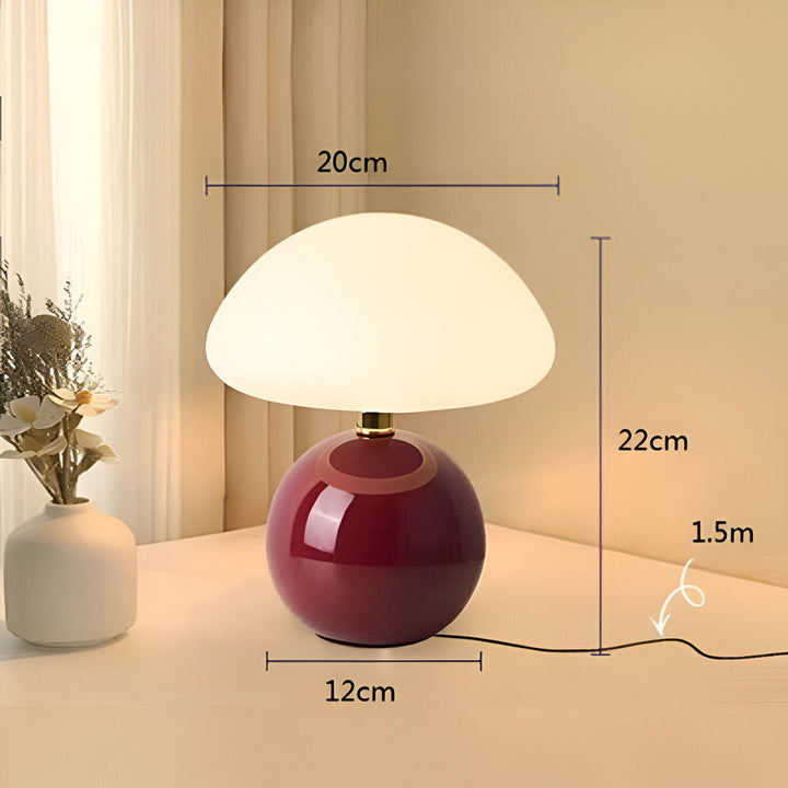 Lampe de table élégante champignon LED, design épuré Bauhaus, 3 couleurs pour une ambiance zen.