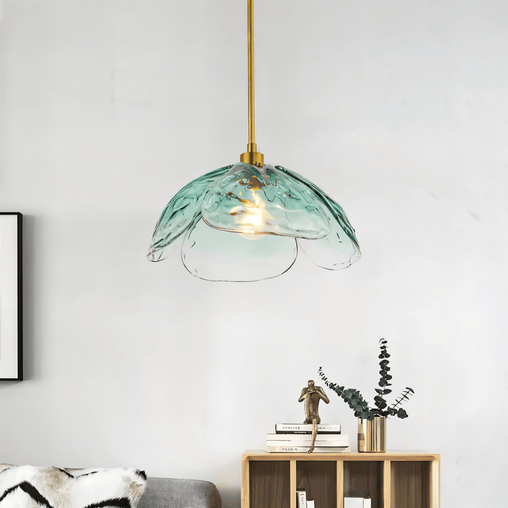 Suspension LED florale moderne, éclairage doux pour salon/salle à manger, design intérieur élégant.