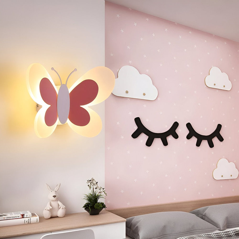 Veilleuse enfant papillon LED multicolore, éclairage doux pour chambre de bébé.