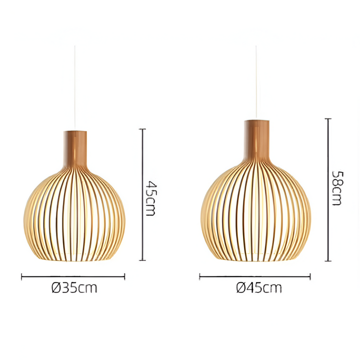 Éclairage design : lampe suspendue en bois, style industriel-rustique, met en valeur votre salon.