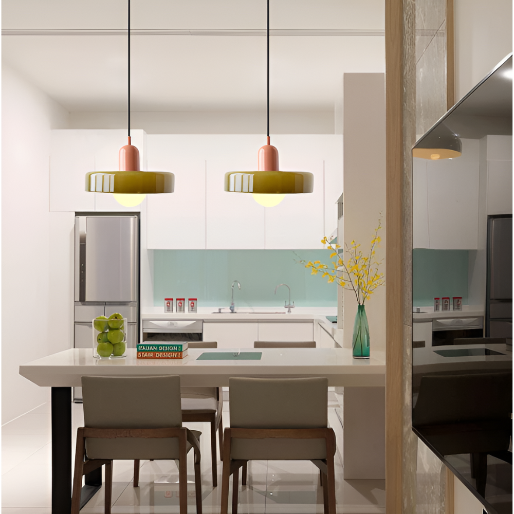 Suspension luminaire intérieur, verre coloré pour chambre, style contemporain.