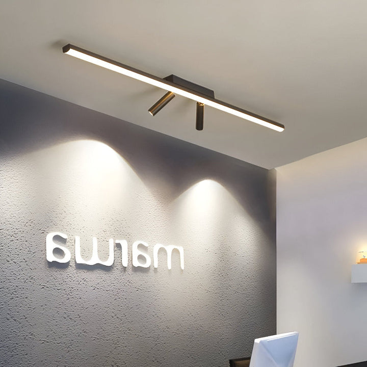 Lampe sur rail LED moderne avec spots orientables, parfaite pour un éclairage intérieur contemporain.