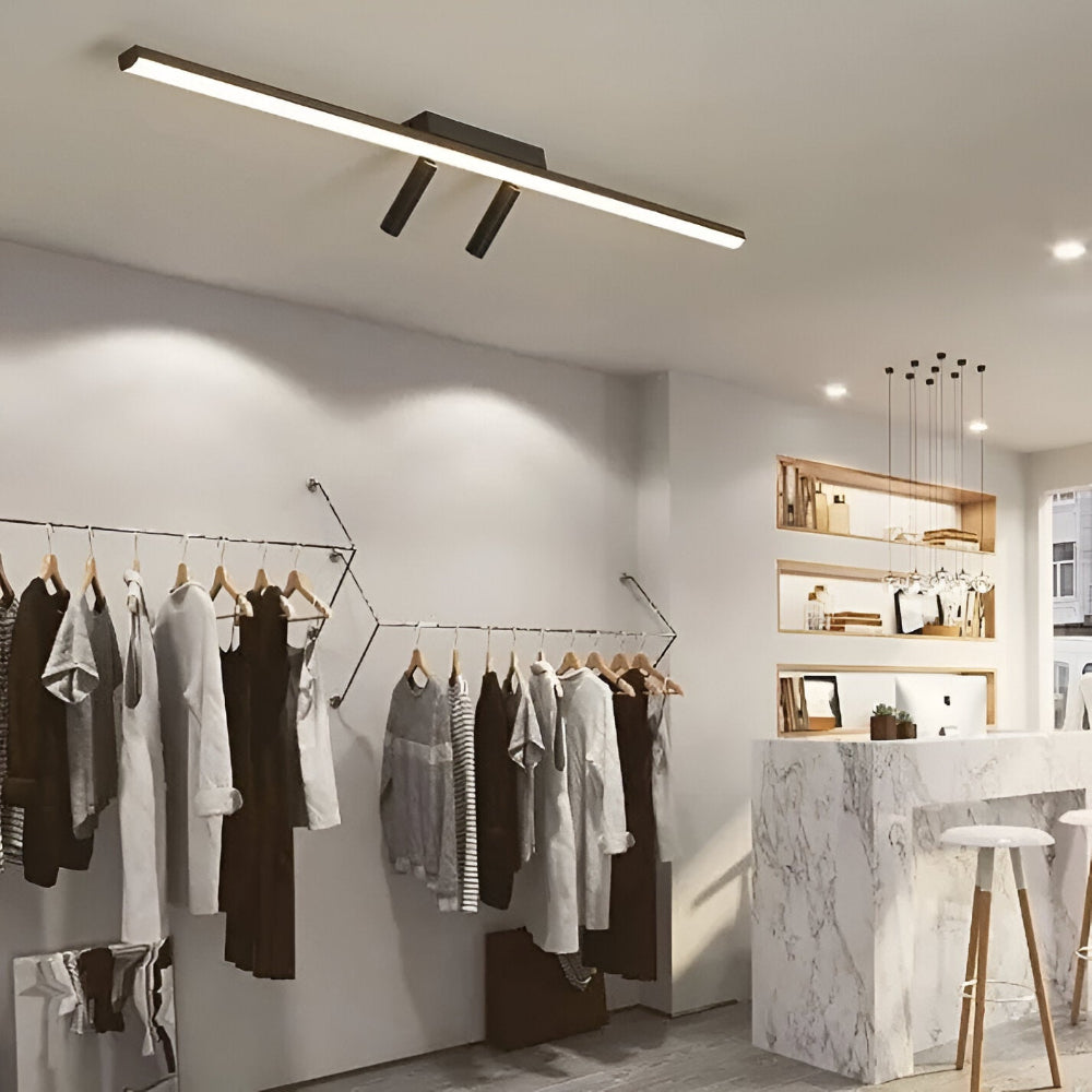 Luminaire plafond LED avec spots ajustables, idéal pour créer une ambiance optimale dans le salon.