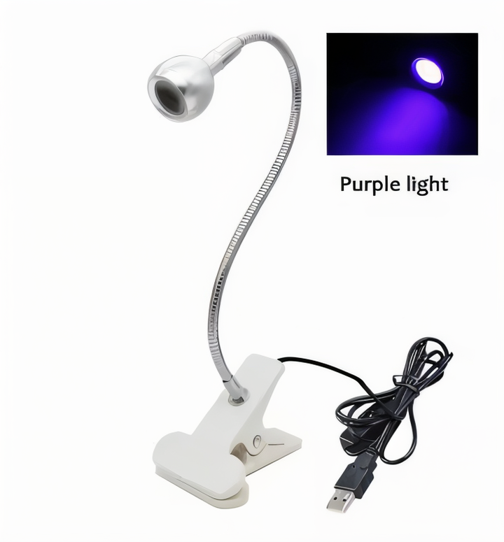 Lampe LED portable avec pince robuste, bras flexible, éclairage USB 360°, pour lecture au lit.