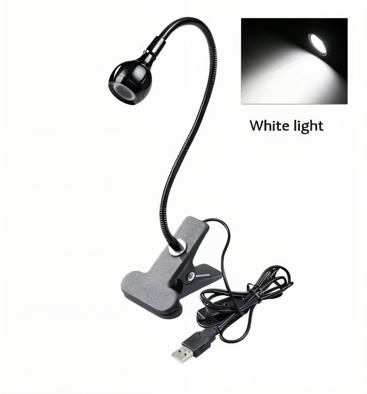 Lampe de bureau LED économe en énergie, flexible avec pince, USB, lumière 360° pour la lecture.