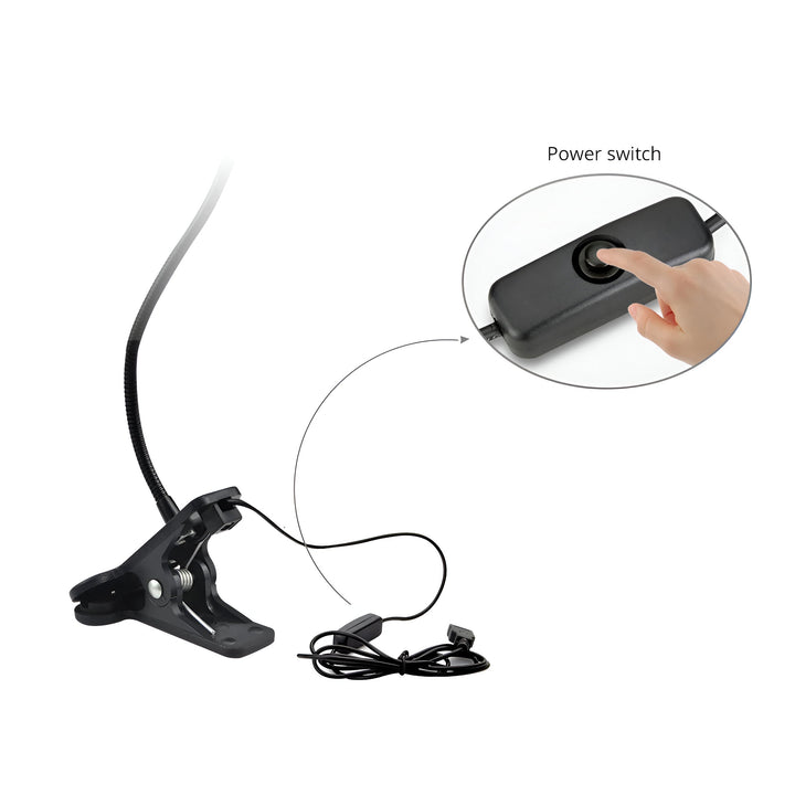 Éclairage LED moderne, lampe de bureau flexible à pince, USB, lumière 360° pour travail précis.