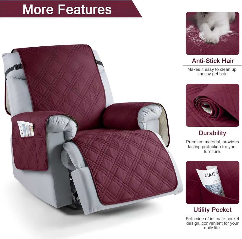 Housse fauteuil imperméable antidérapante marron, protection meuble salon pour animaux et enfants.