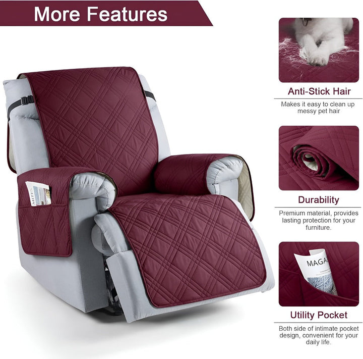 Housse fauteuil imperméable antidérapante marron, protection meuble salon pour animaux et enfants.