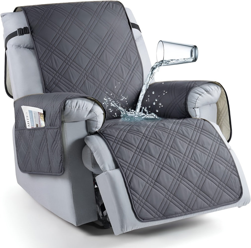 Housse de fauteuil bleue imperméable, protection meuble élégante pour toute la famille.