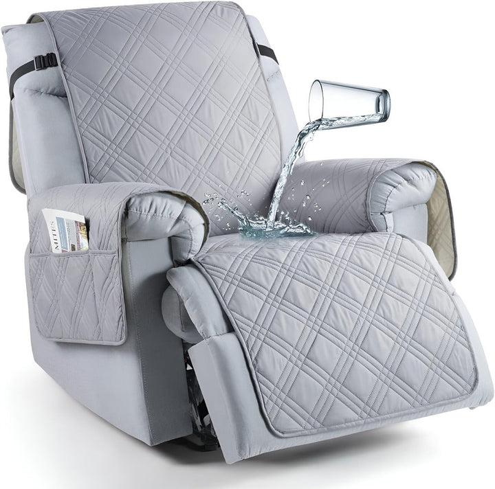 Confort et style: housse de fauteuil grise, imperméable et antidérapante pour votre salon.