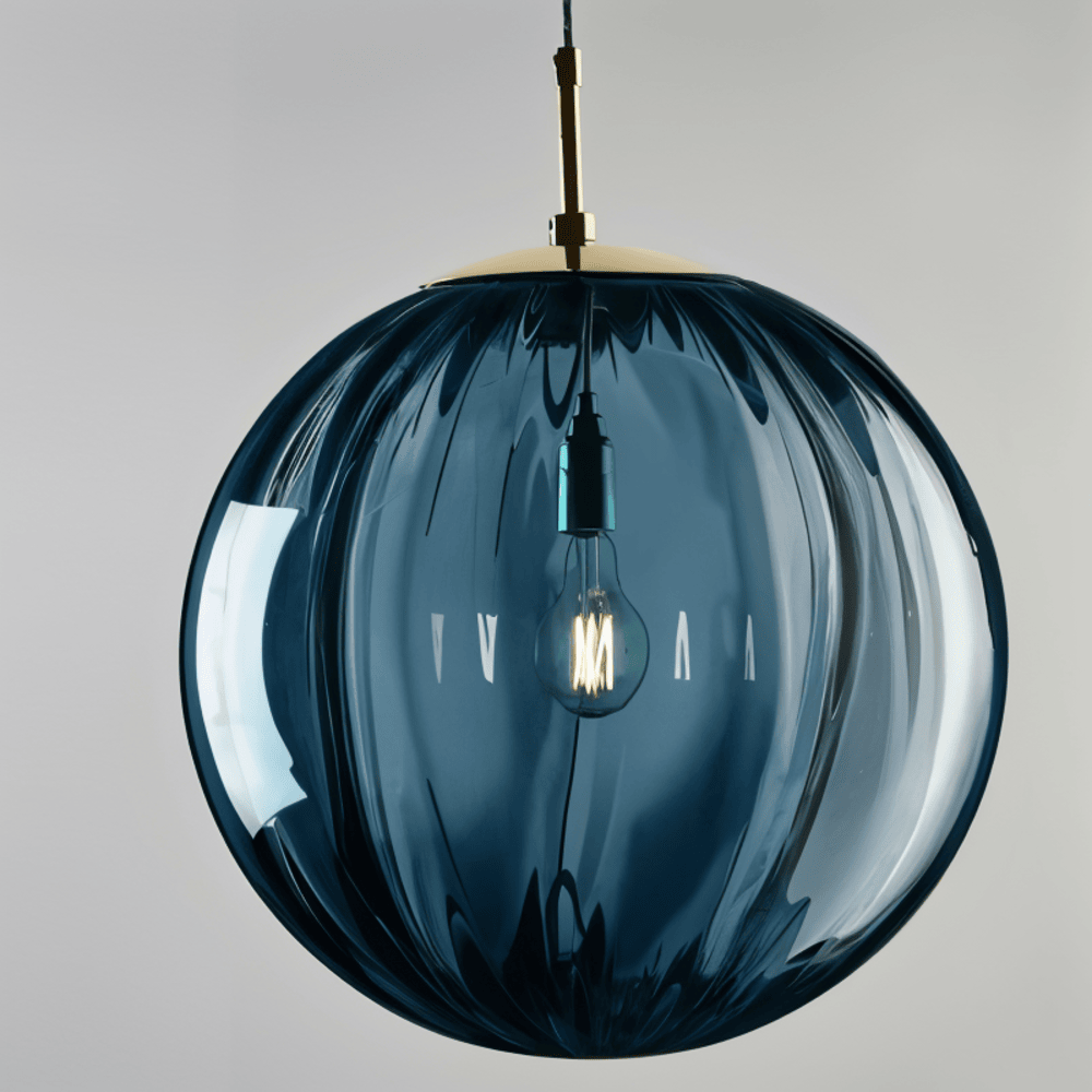 Lampe nordique minimaliste, globes verre coloré, éclairage suspendu moderne pour espace contemporain.