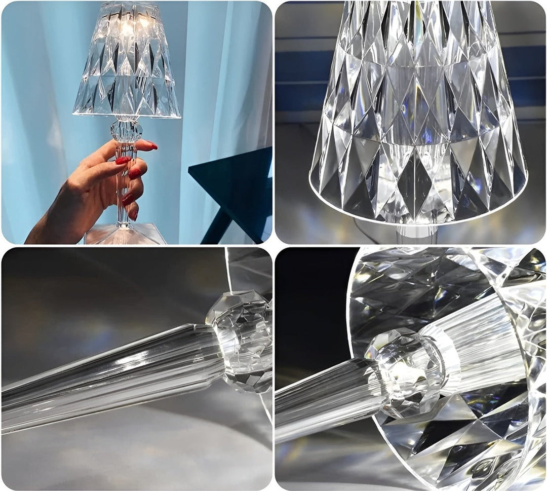 Lampe de bureau LED avec projection de cristal, crée une ambiance lumineuse unique et reposante.