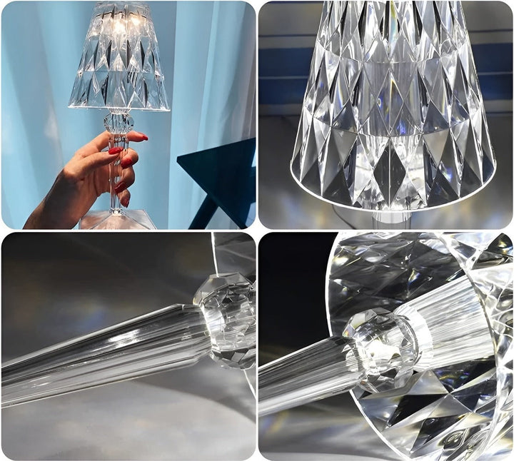 Lampe de bureau LED avec projection de cristal, crée une ambiance lumineuse unique et reposante.
