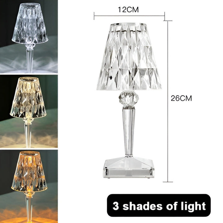 Éclairage décoratif élégant LED, lampe de bureau/chevet à projection de cristal pour ambiance intérieure.