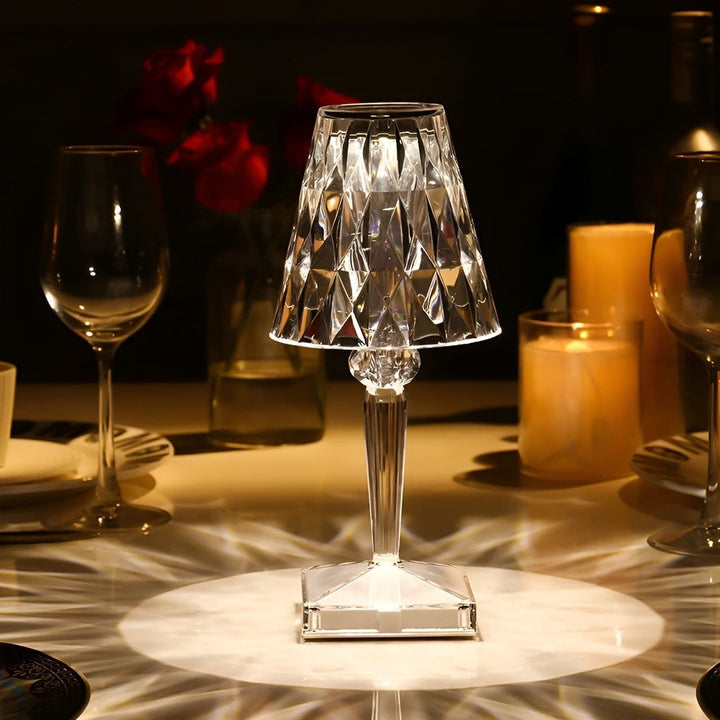Lampe de bureau/chevet LED lumineuse, projection de cristal, éclairage d'ambiance décoratif intérieur.