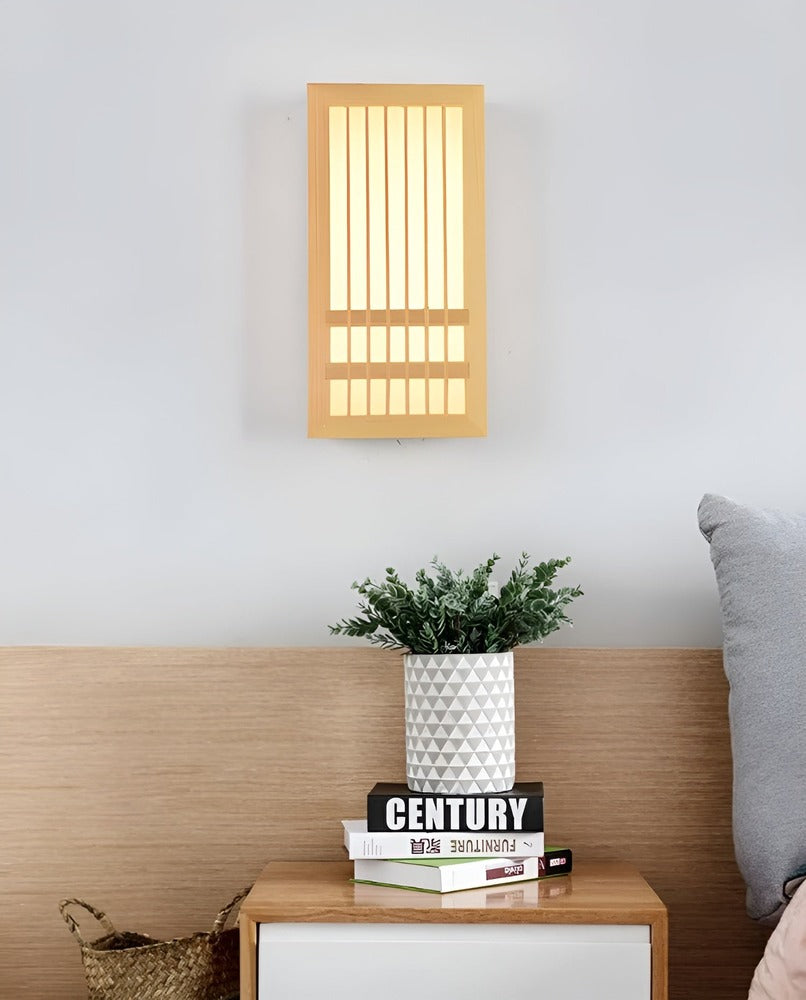 Lampe murale japonaise, style moderne pour salon ou chambre, éclairage doux et décoratif.