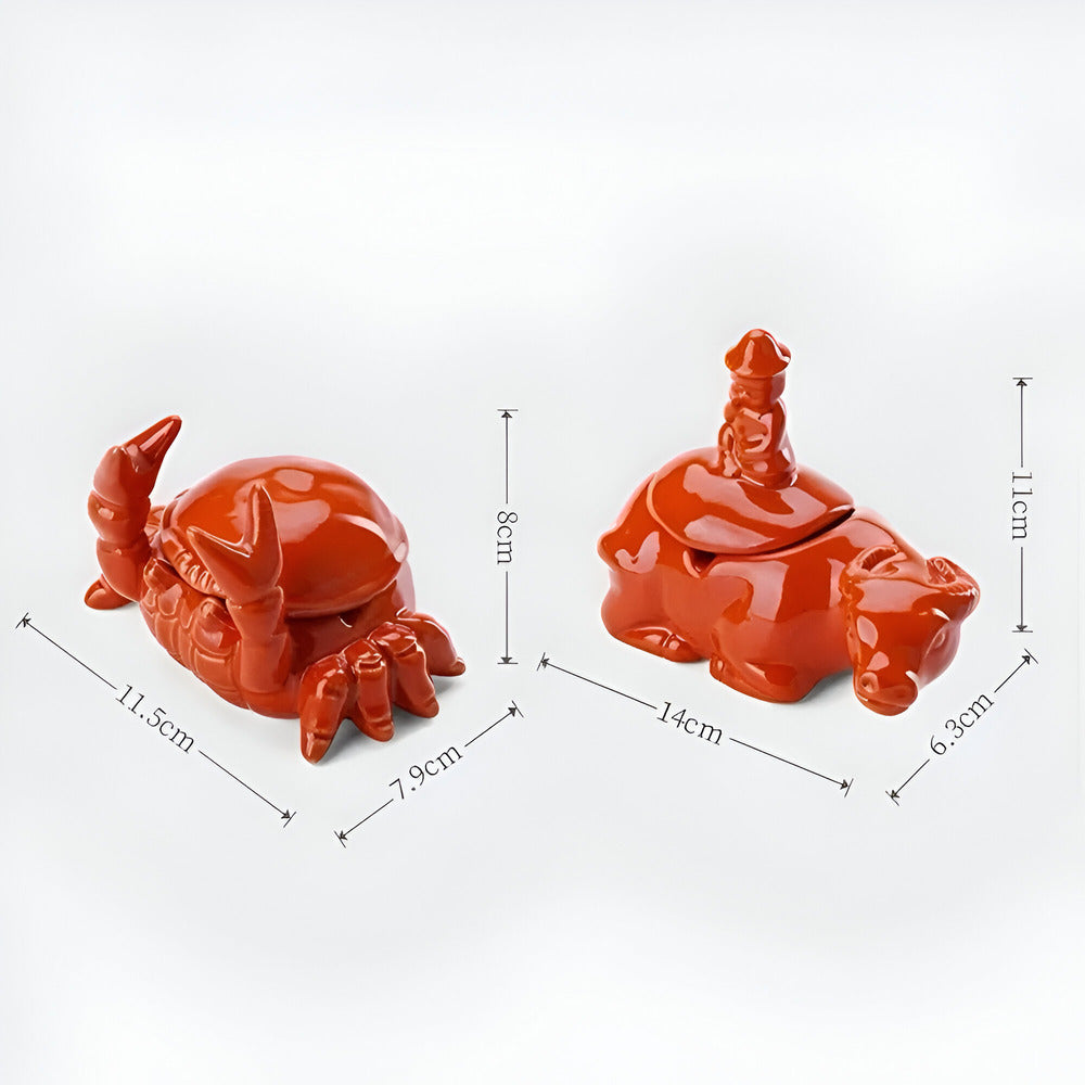 Cendrier crabe orange élégant, accessoire fumeur design pour intérieur moderne et original.
