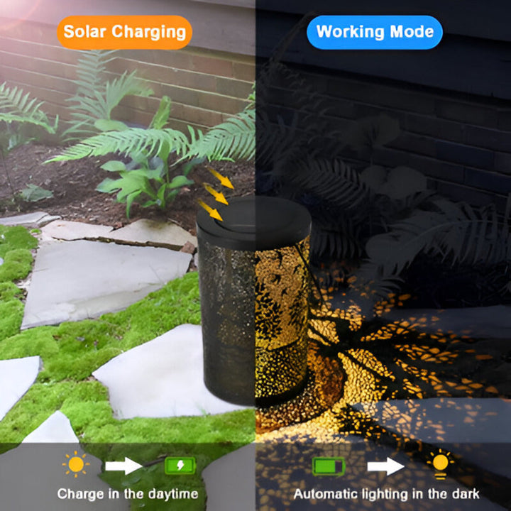 Lampe solaire LED écologique en bois pour une décoration extérieure durable de jardin.