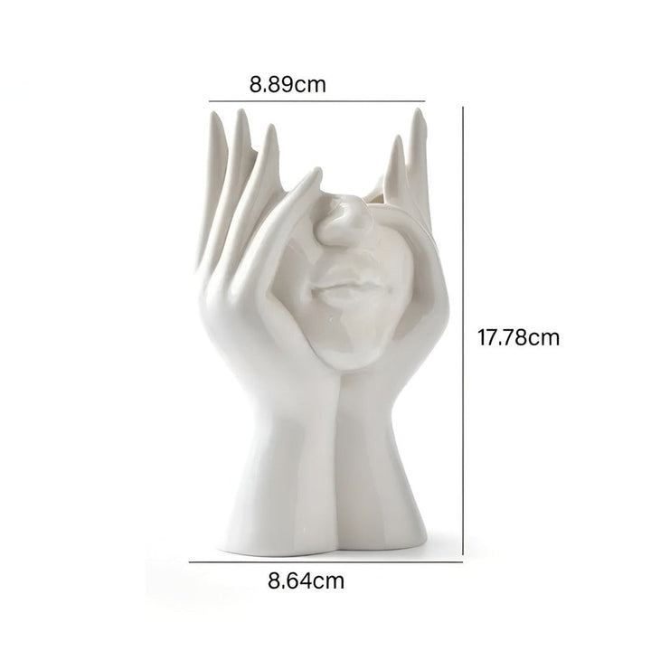 Vase élégant en céramique, design de visage moderne, parfait pour un décor minimaliste ou luxueux.