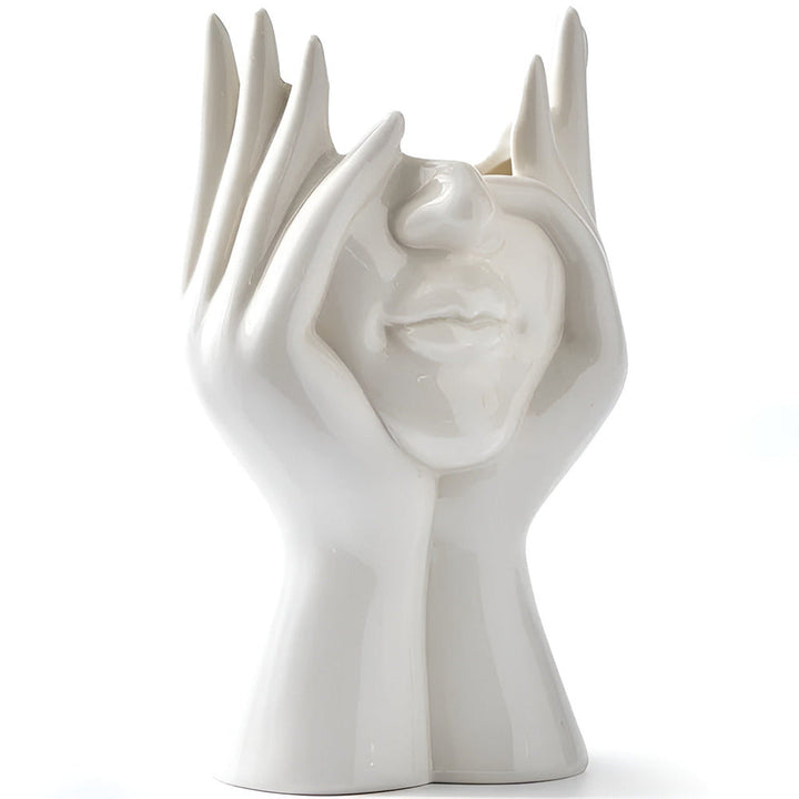 Vase décoratif unique en son genre, design de visage expressif, pièce maîtresse artistique pour la maison.