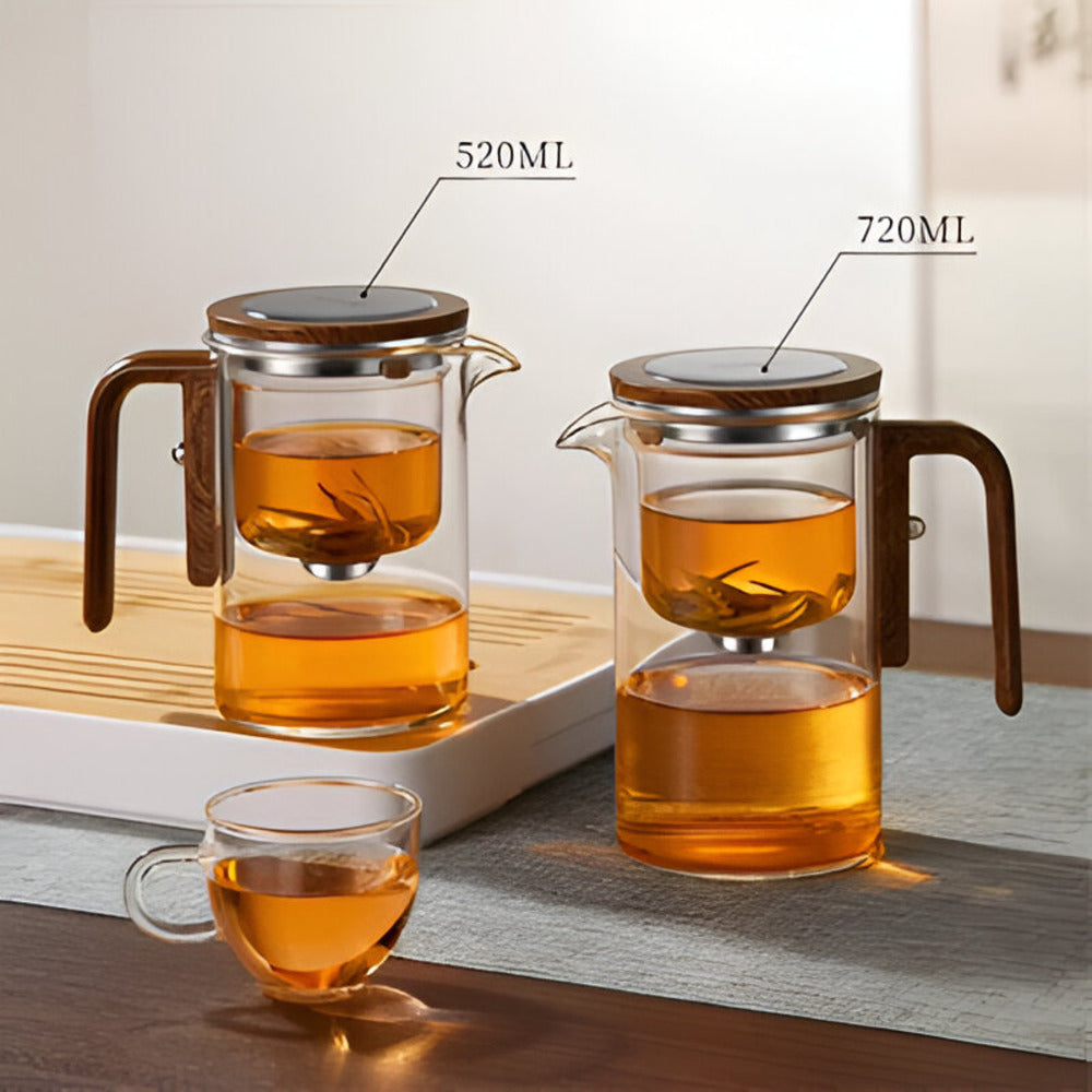 Théière pratique en verre, filtre intégré pour une infusion parfaite du thé en vrac, résistante à la chaleur.
