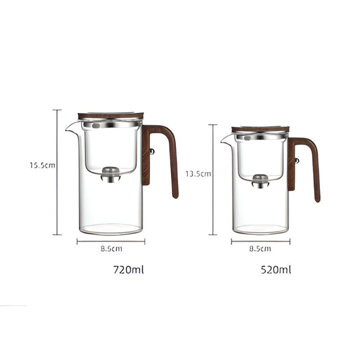 Théière moderne 520ml en verre, filtre pour feuilles de thé, design minimaliste et fonctionnel.