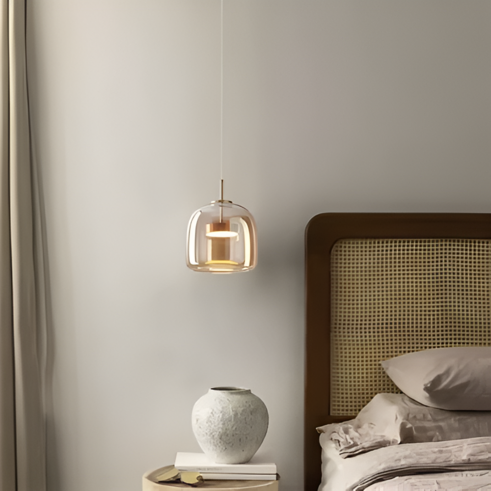 Suspension moderne en verre, éclairage d'ambiance LED pour salon, chambre ou salle à manger design.
