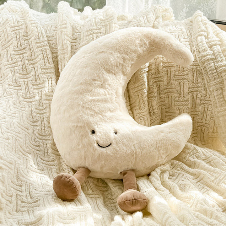 Idée cadeau : coussin décoratif céleste soleil et lune, doux et confortable pour intérieur. Apporte fantaisie.
