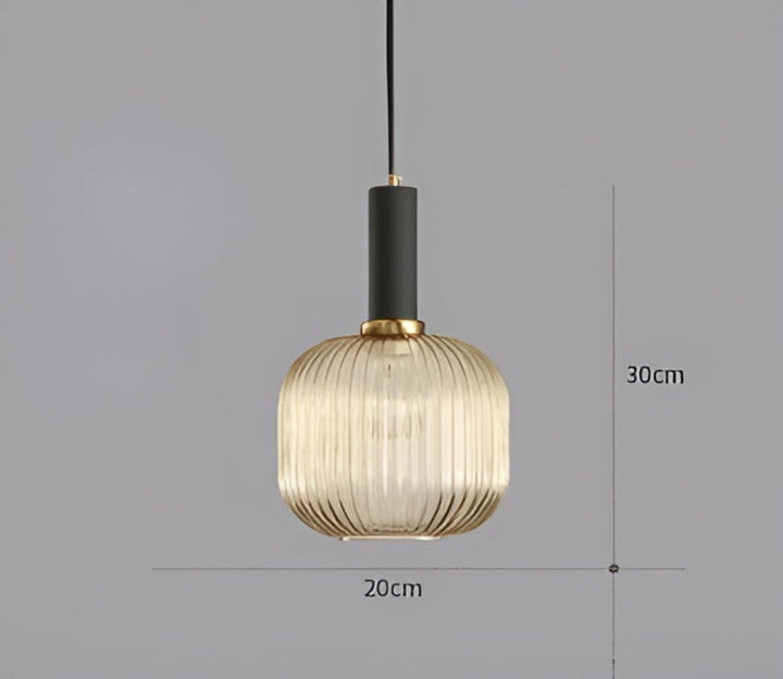 Suspension élégante en verre strié, style bohème rétro, pour une touche originale.