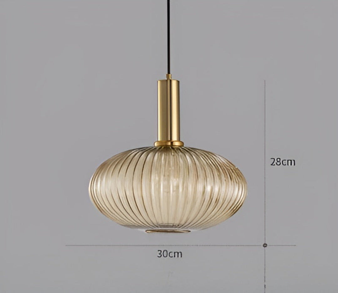 Lampe suspension rétro en verre texturé, éclairage d'appoint stylé pour un coin lecture.