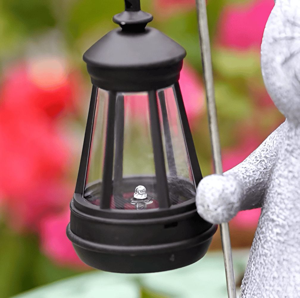 Lumière chat LED solaire : statue résine décorative pour un éclairage d'ambiance nocturne au jardin.