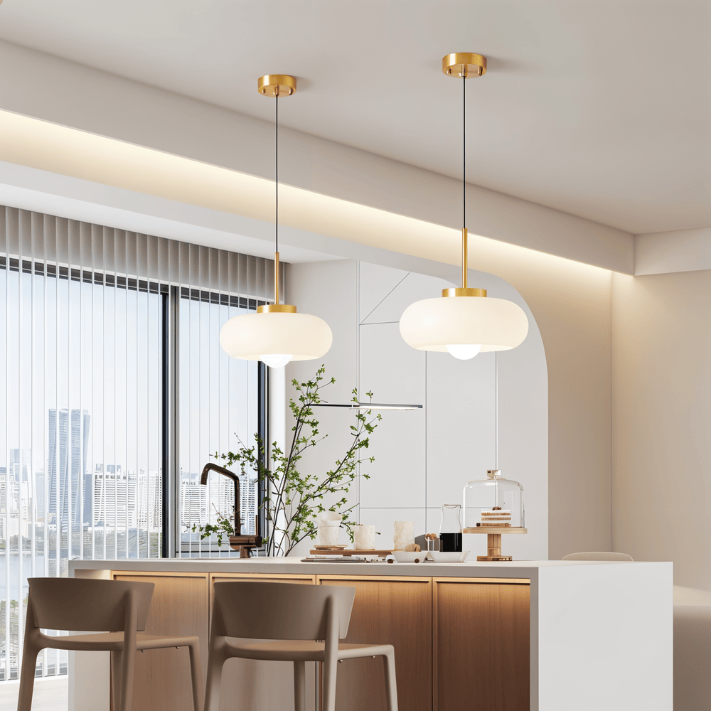 Lampe suspendue style Bauhaus, éclairage élégant et chaleureux pour tout intérieur.