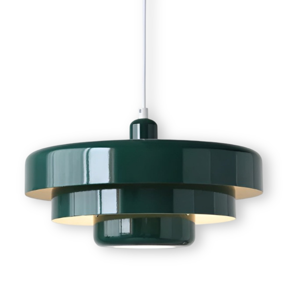 Plafonnier suspension scandinave vintage, aluminium, lampe LED, pour un éclairage intérieur design.