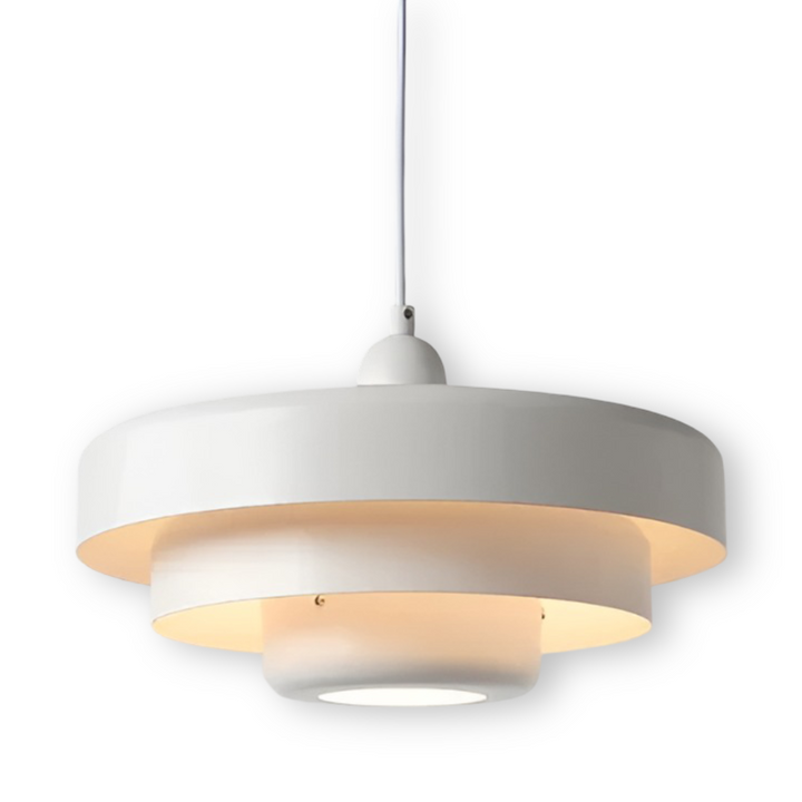 Suspension lampe scandinave orange et verte, design vintage pour un éclairage chaleureux à la maison.